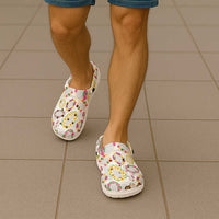 Hawaiian Kakau Tattoo Leis and Palaka Pattern Clogs Shoes Traditional Aloha Tribal White Color LT03 - Polynesian Pride
