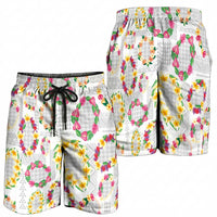 Hawaiian Kakau Tattoo Leis and Palaka Pattern Shorts for Men Traditional Aloha Tribal White Color LT03 - Polynesian Pride
