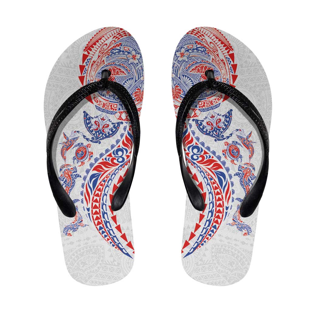 Hawaiian Kakau Tribal Sea Animals Tattoos Flip Flops Hawaii Flag Color Inspired