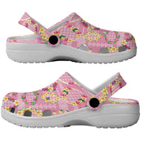 Hawaiian Leis Clogs Shoes Kakau Tattoos and Palaka Pastel Pink Color LT03 - Polynesian Pride