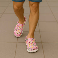 Hawaiian Leis Clogs Shoes Kakau Tattoos and Palaka Pastel Pink Color LT03 - Polynesian Pride