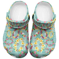 Hawaiian Leis Clogs Shoes Kakau Tattoos and Palaka Pastel Teal Color LT03 Teal - Polynesian Pride
