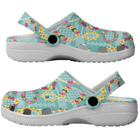 Hawaiian Leis Clogs Shoes Kakau Tattoos and Palaka Pastel Teal Color LT03 - Polynesian Pride