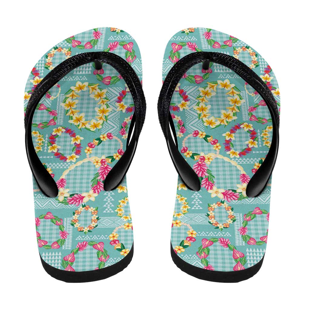 Hawaiian Leis Flip Flops Kakau Tattoos and Palaka Pastel Teal Color