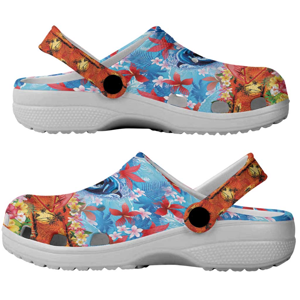 Hawaiian Love-Couple Dolphins and Flamingos Clogs Shoes - Polynesian Pride