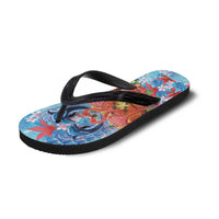 Hawaiian Love-Couple Dolphins and Flamingos Flip Flops - Polynesian Pride