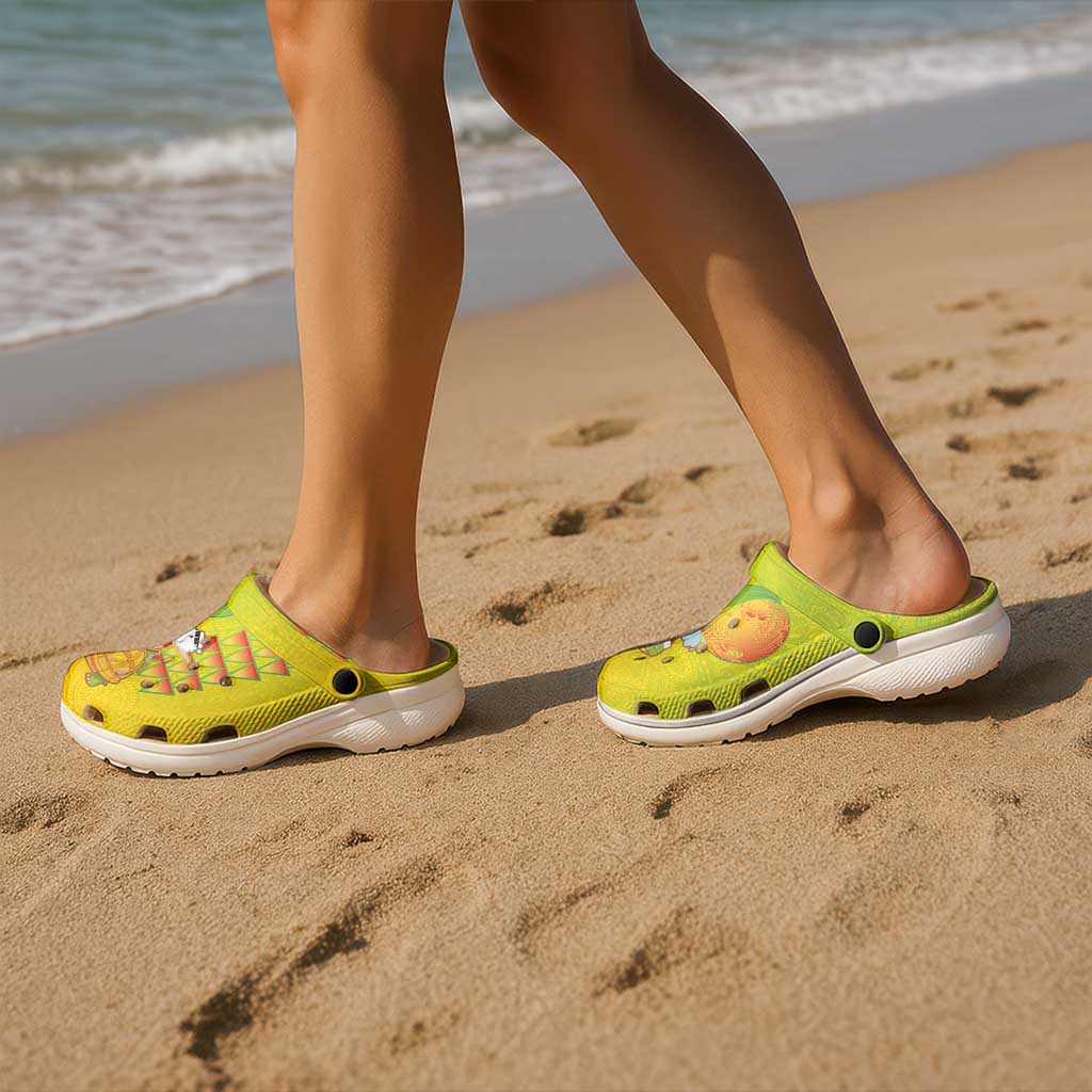 Hawaiian Mango Mele Kalikimaka Clogs Shoes Santa Claus Surfing with Mango Christmas Turtle