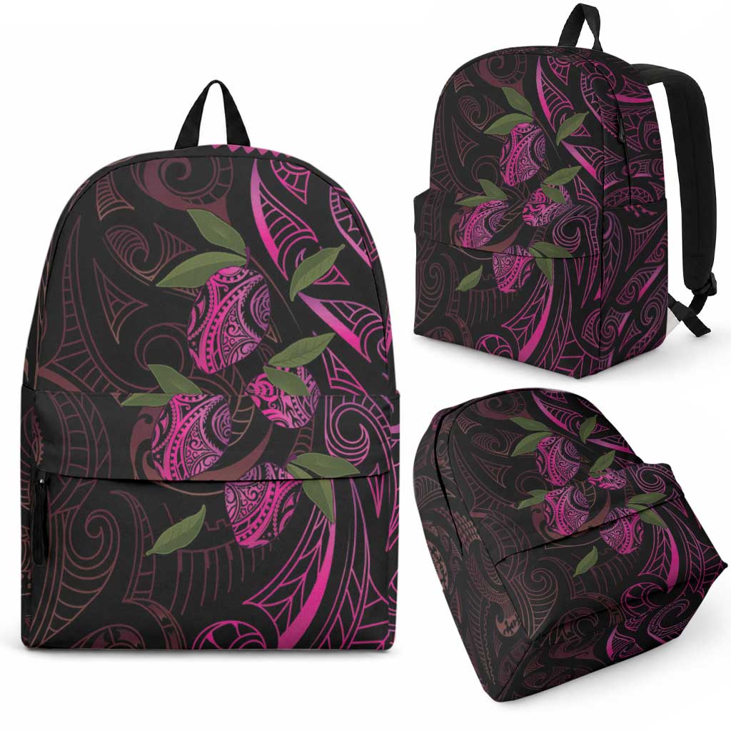 Hawaiian Mango Tribal Tattoo Backpack Pink Pacific Traditional Pattern