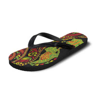 Hawaiian Manta Ray and Hammerhead Shark Tribal Tattoo Flip Flops with Polynesian Tribal Pattern Kanaka Maoli Flag Color