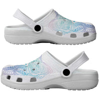 Hawaiian Manta Ray Tribal Clogs Shoes Polynesian Art Motifs Sweet Pastel