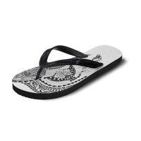 Hawaiian Manta Ray Tribal Flip Flops Polynesian Art Motifs White Color