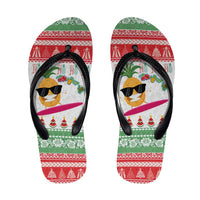Hawaiian Mele Kalikimaka Flip Flops Funny Pineapple Surfing with Map Christmas Stripe Elements