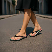 Hawaiian Mele Kalikimaka Flip Flops Funny Pineapple Surfing with Map Christmas Stripe Elements