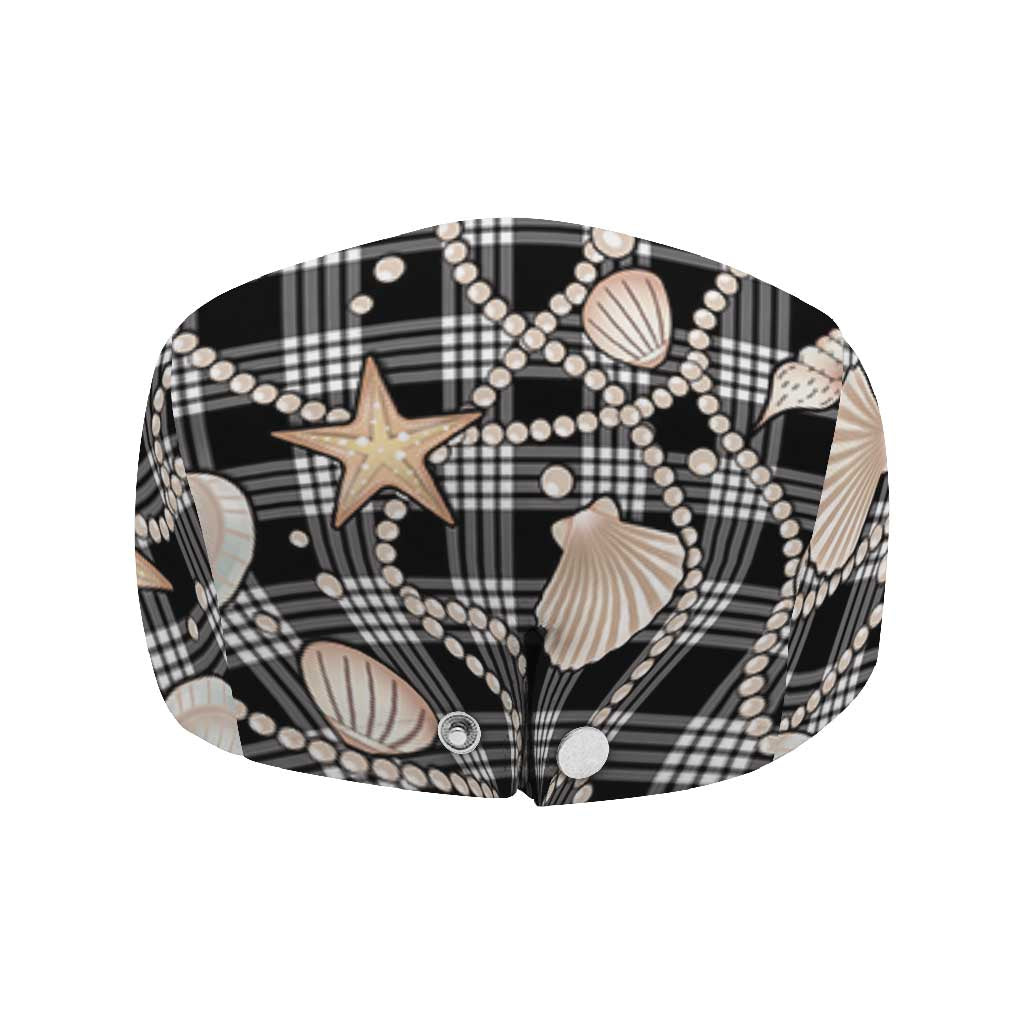 Hawaiian Ocean Seashells Jeff Hat Black Palaka Pattern LT01 - Polynesian Pride