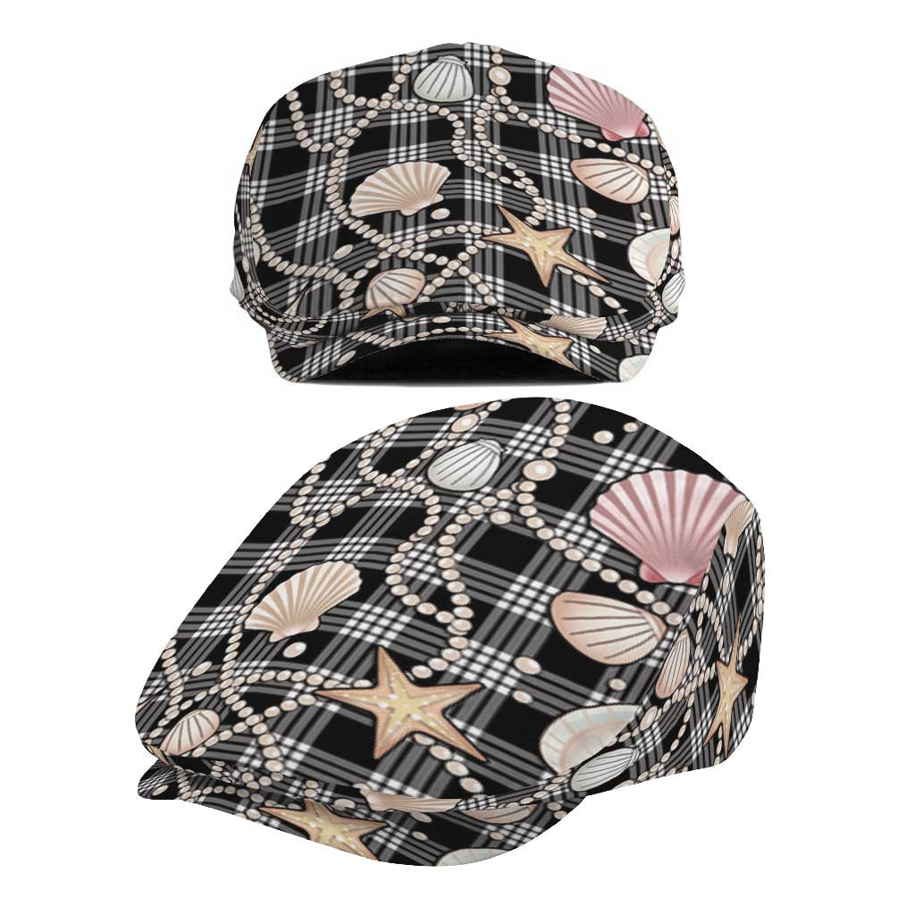 Hawaiian Ocean Seashells Jeff Hat Black Palaka Pattern LT01 - Polynesian Pride