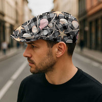 Hawaiian Ocean Seashells Jeff Hat Black Palaka Pattern LT01 - Polynesian Pride