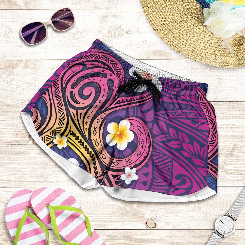 Hawaiian Octopus Tattoo and Frangipani Shorts for Women - Polynesian Pride
