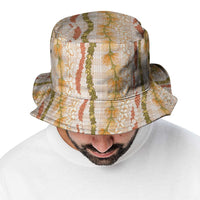 Hawaiian Ohia Lehua Lei Bucket Hat Plaid Palaka Ahiehie Pattern - Polynesian Pride