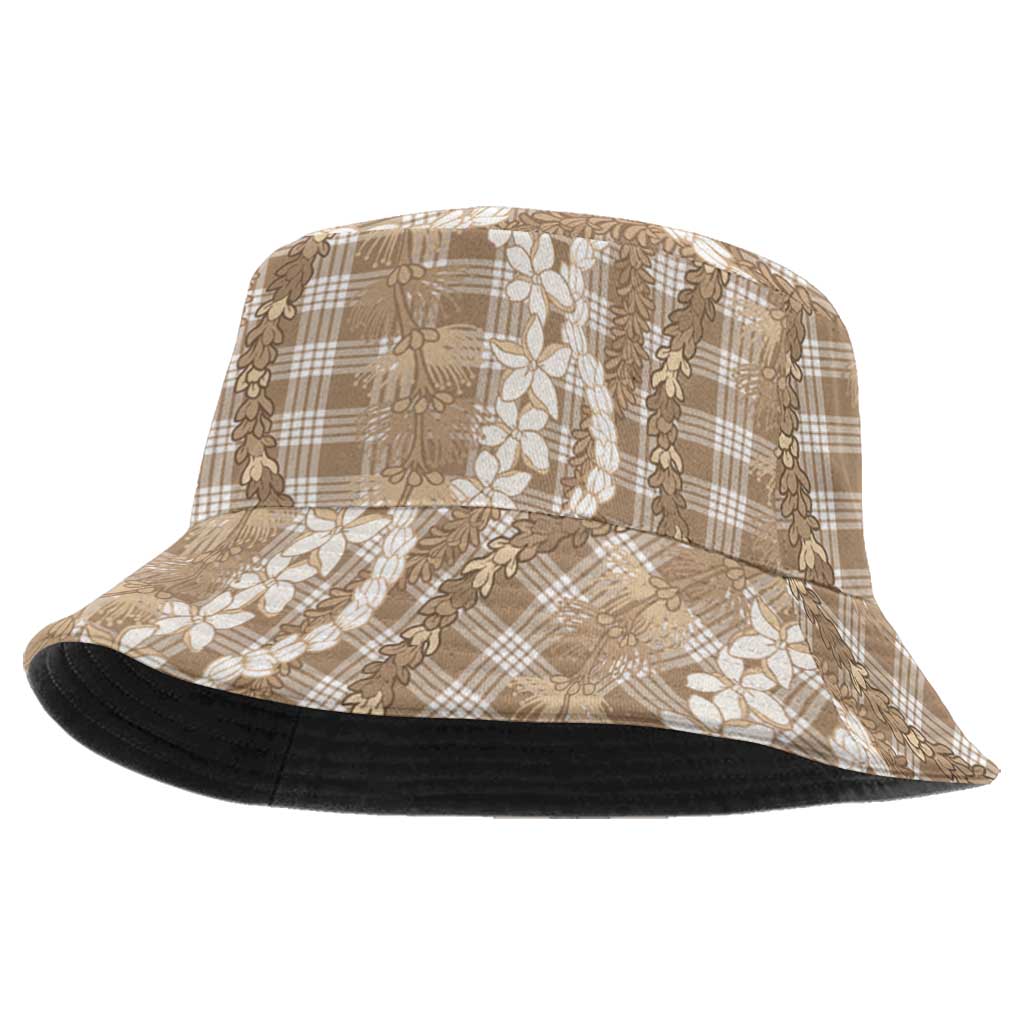 Hawaiian Ohia Lehua Lei Bucket Hat Plaid Palaka Kalaihaahaa Pattern - Polynesian Pride