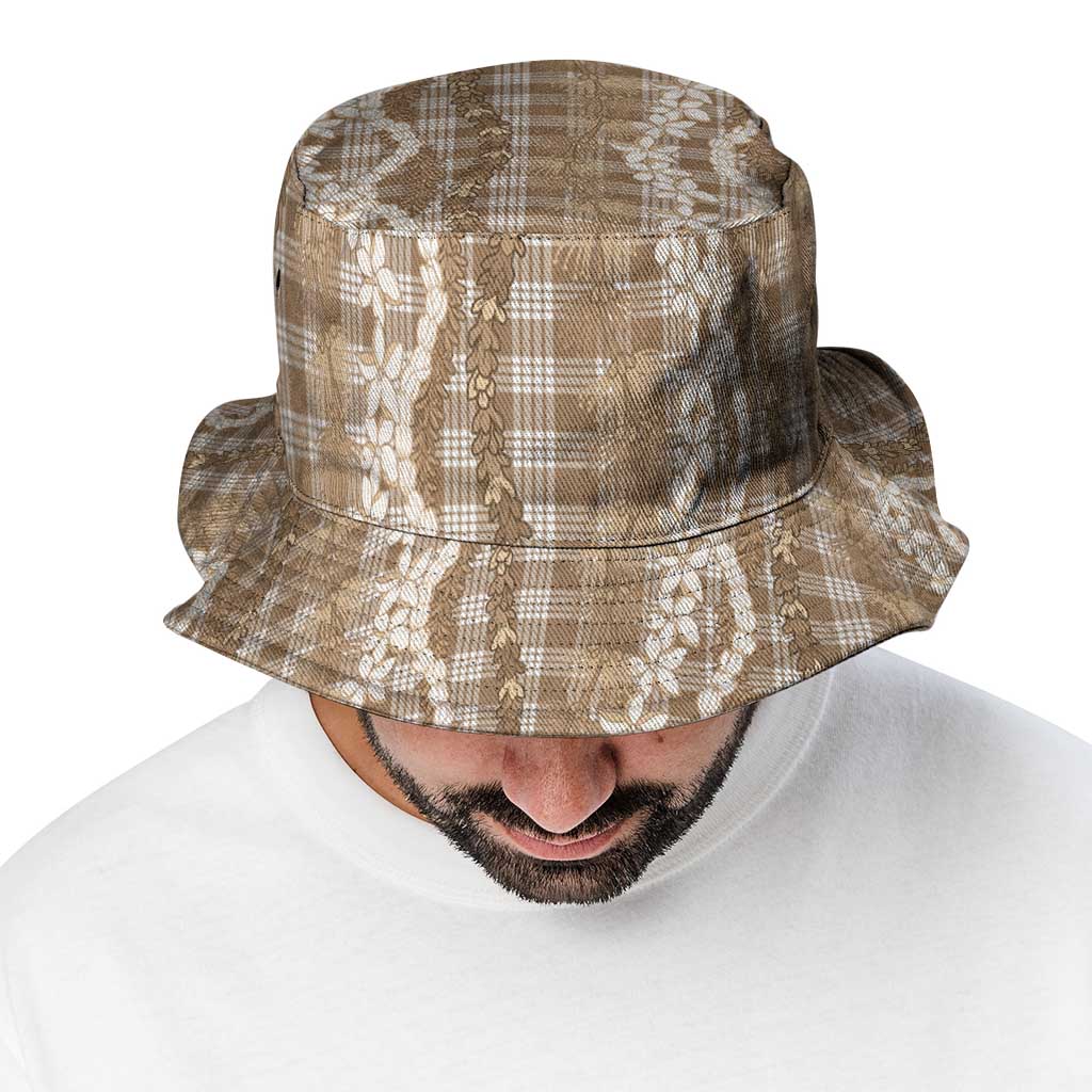 Hawaiian Ohia Lehua Lei Bucket Hat Plaid Palaka Kalaihaahaa Pattern - Polynesian Pride