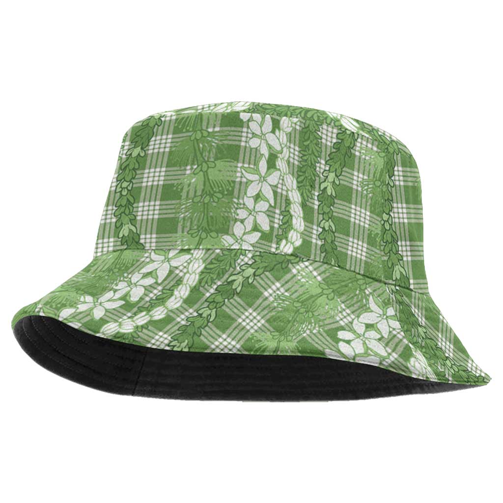 Hawaiian Ohia Lehua Lei Bucket Hat Plaid Palaka Omaomao Pattern - Polynesian Pride