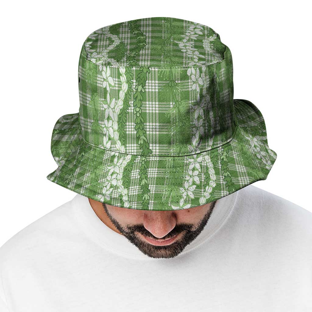 Hawaiian Ohia Lehua Lei Bucket Hat Plaid Palaka Omaomao Pattern - Polynesian Pride