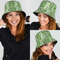 Hawaiian Ohia Lehua Lei Bucket Hat Plaid Palaka Omaomao Pattern - Polynesian Pride