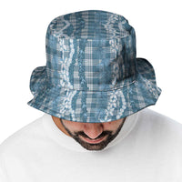 Hawaiian Ohia Lehua Lei Bucket Hat Plaid Palaka Uliuli Omaomao Pattern - Polynesian Pride