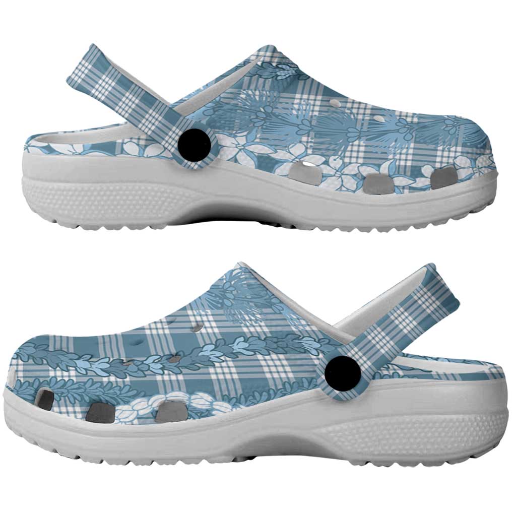 Hawaiian Ohia Lehua Lei Clogs Shoes Plaid Palaka Uliuli Omaomao Pattern - Polynesian Pride