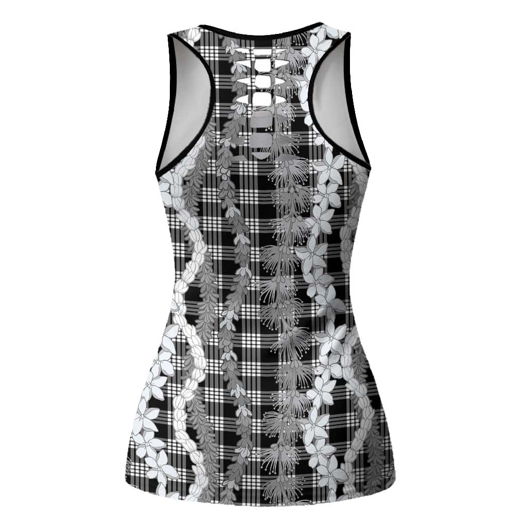 Hawaiian Ohia Lehua Lei Hollow Tank Top Plaid Palaka Eleele Pattern - Polynesian Pride