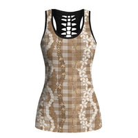 Hawaiian Ohia Lehua Lei Hollow Tank Top Plaid Palaka Kalaihaahaa Pattern - Polynesian Pride
