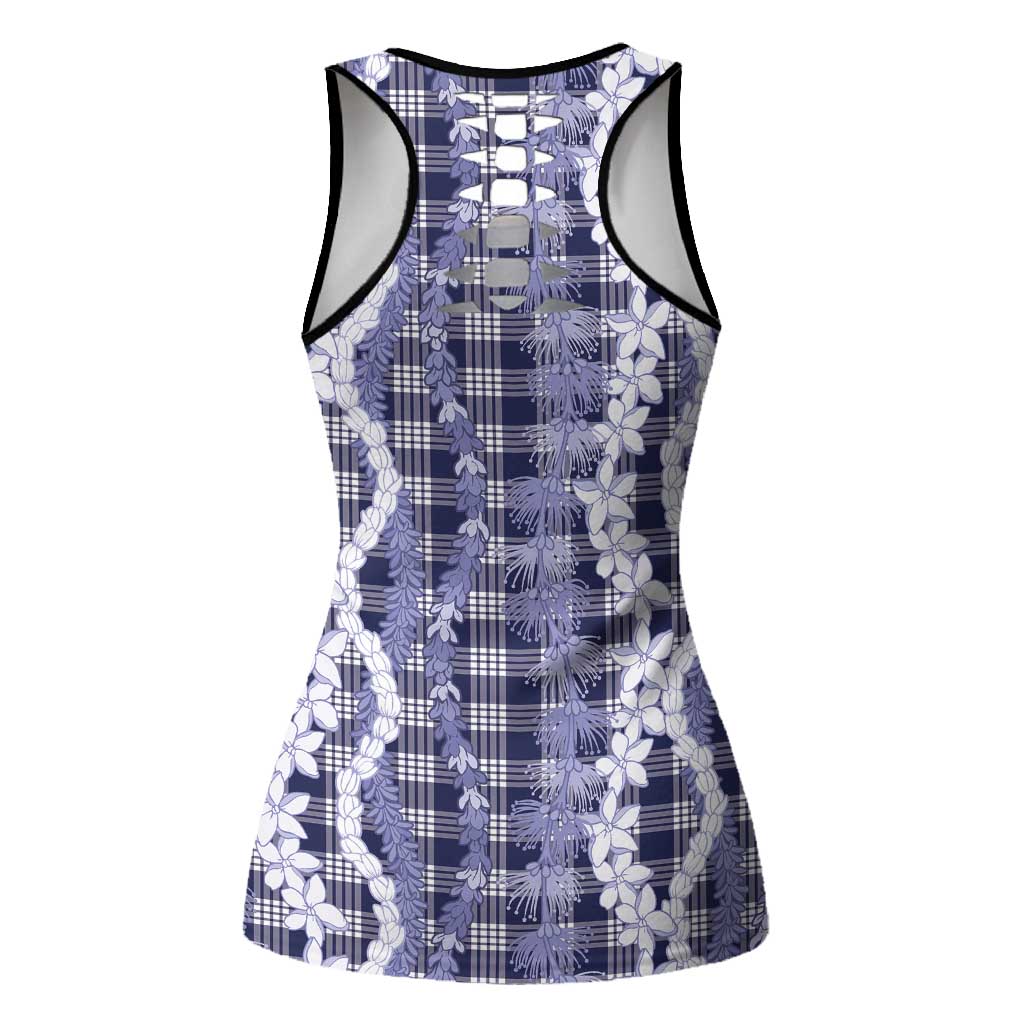Hawaiian Ohia Lehua Lei Hollow Tank Top Plaid Palaka Uliuli hohonu Pattern - Polynesian Pride