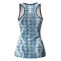 Hawaiian Ohia Lehua Lei Hollow Tank Top Plaid Palaka Uliuli Omaomao Pattern - Polynesian Pride