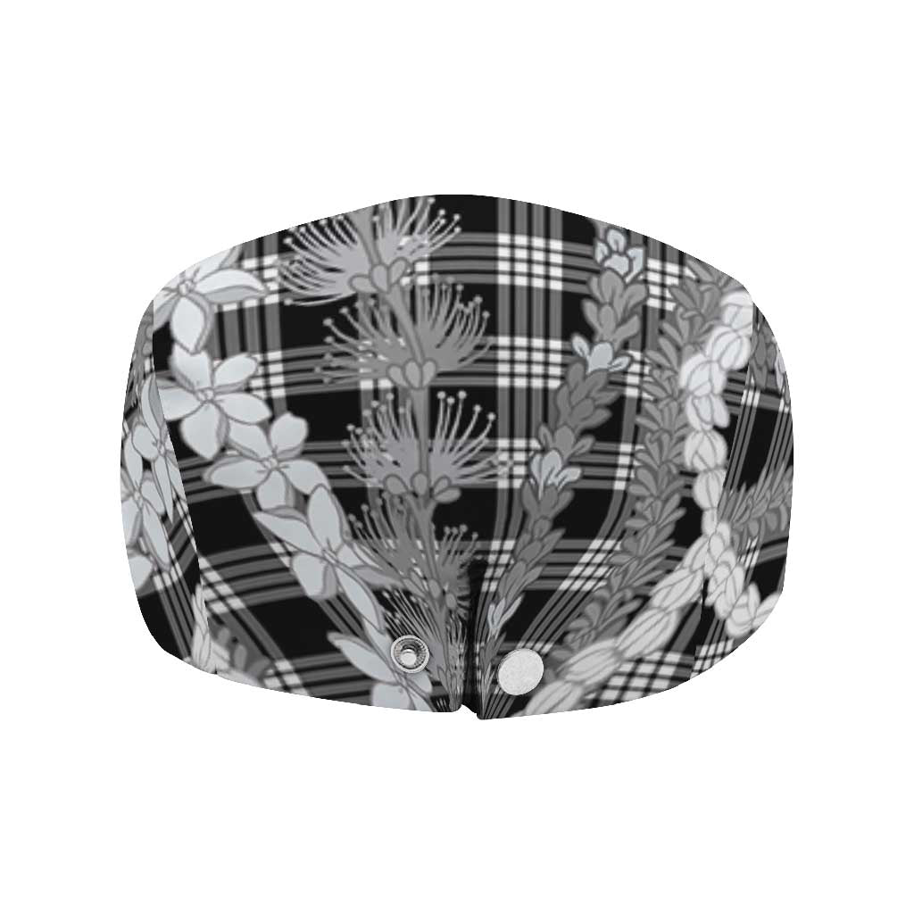 Hawaiian Ohia Lehua Lei Jeff Hat Plaid Palaka Eleele Pattern - Polynesian Pride