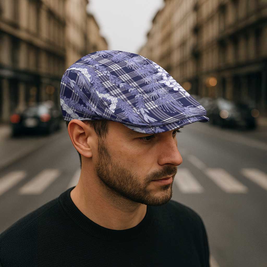 Hawaiian Ohia Lehua Lei Jeff Hat Plaid Palaka Uliuli hohonu Pattern - Polynesian Pride