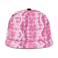 Hawaiian Ohia Lehua Lei Snapback Cap Plaid Palaka Akala Pattern - Polynesian Pride