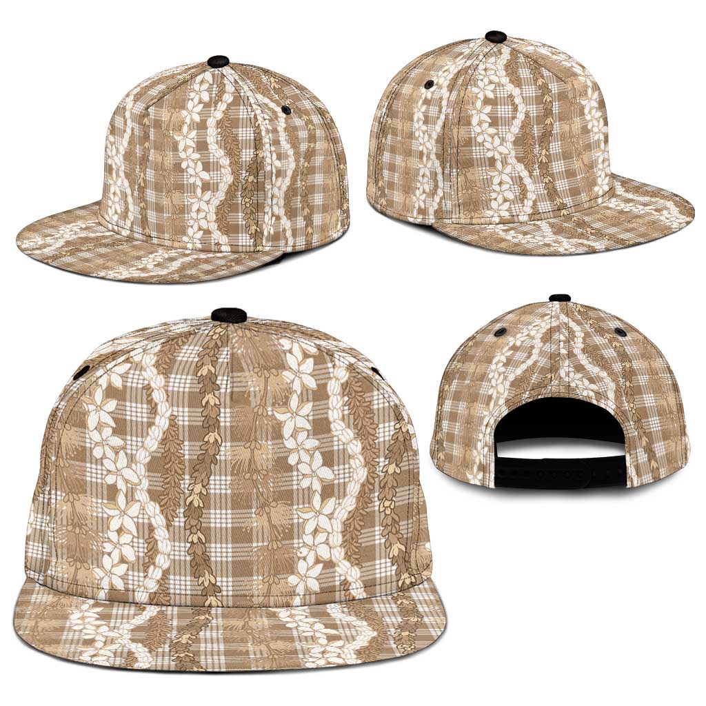 Hawaiian Ohia Lehua Lei Snapback Cap Plaid Palaka Kalaihaahaa Pattern - Polynesian Pride
