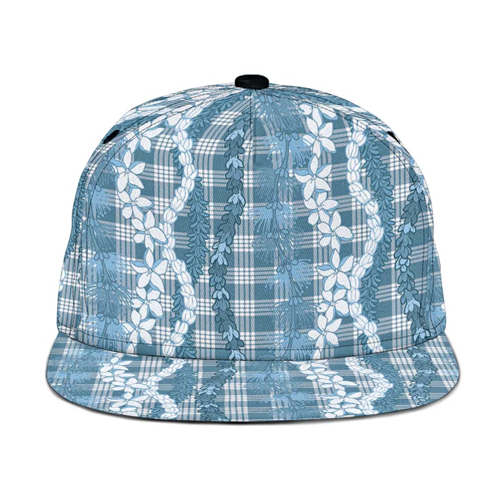 Hawaiian Ohia Lehua Lei Snapback Cap Plaid Palaka Uliuli Omaomao Pattern - Polynesian Pride