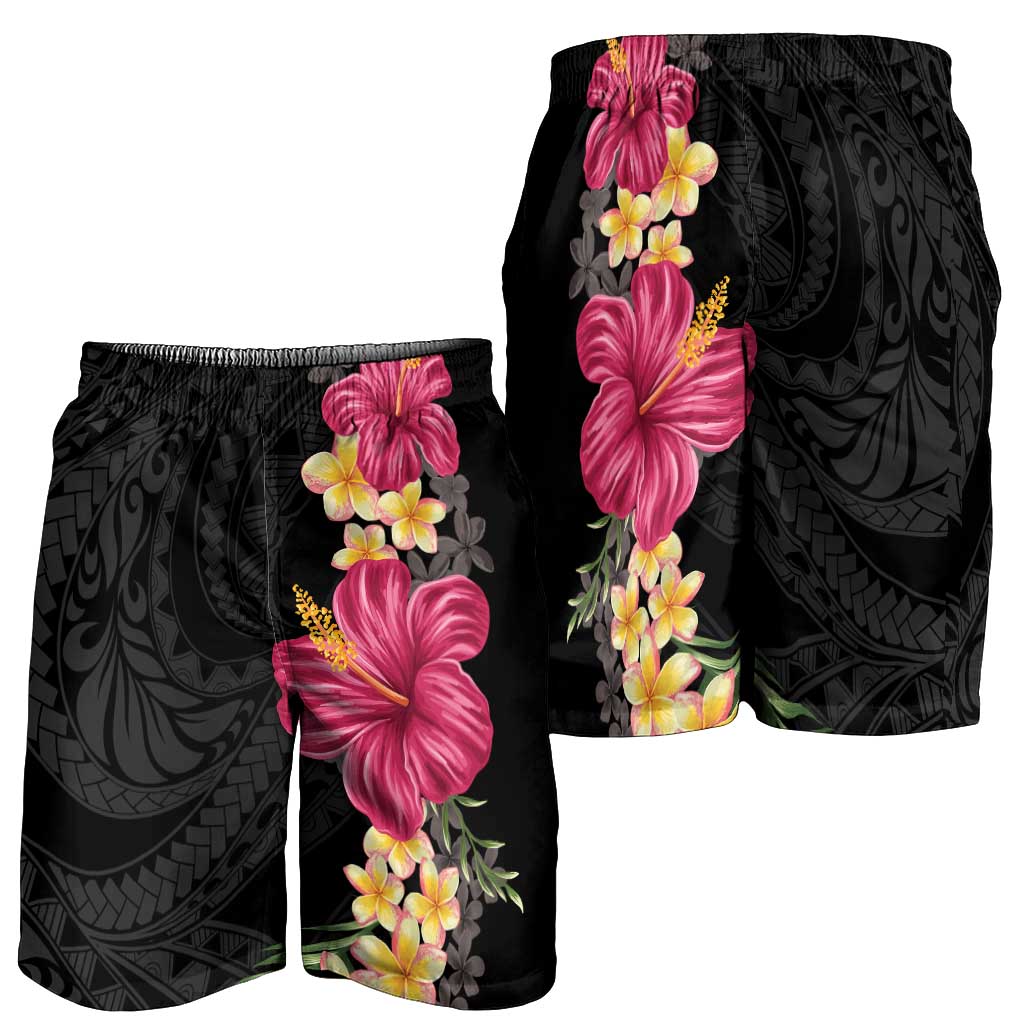 Hawaiian Plumeria and Hibiscus Shorts for Men Colorful Style - Polynesian Pride