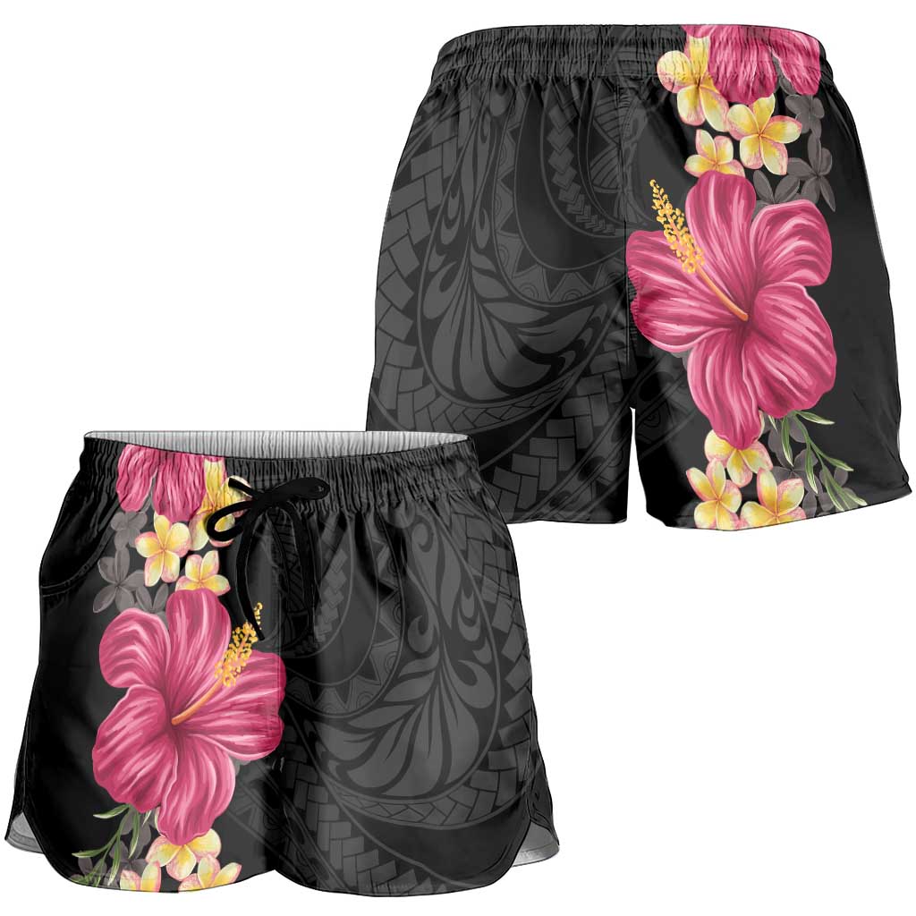 Hawaiian Plumeria and Hibiscus Shorts for Women Colorful Style - Polynesian Pride