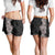 Hawaiian Plumeria and Hibiscus Shorts for Women Grayscale Mode - Polynesian Pride