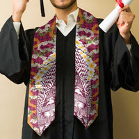 Hawaiian Plumeria Lei Graduation Stole Kakau Motifs and Palaka Half Style Pink Color