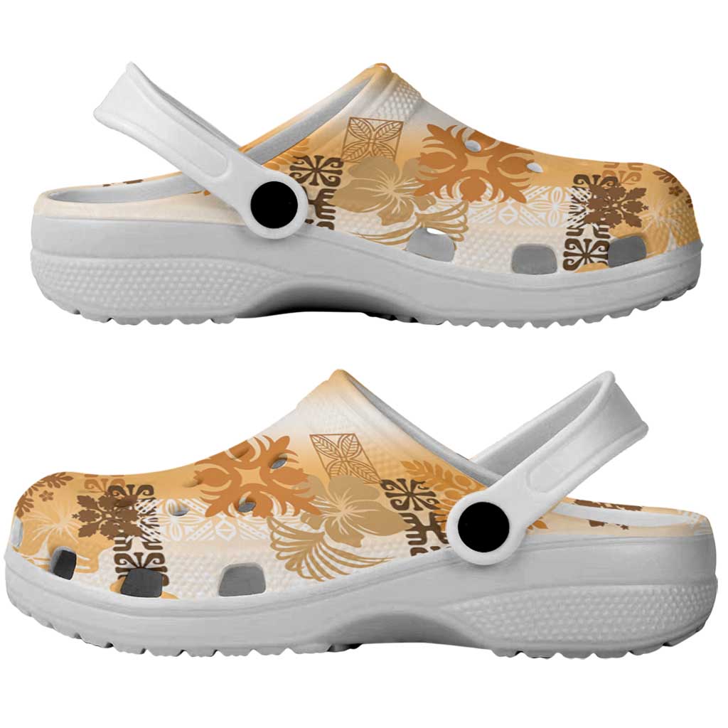 Hawaiian Quilt Clogs Shoes Vintage Pattern Brown - Polynesian Pride