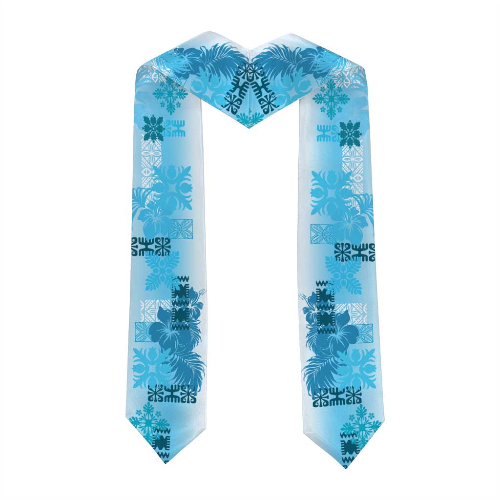Hawaiian Quilt Graduation Stole Vintage Pattern Blue LT05 - Polynesian Pride