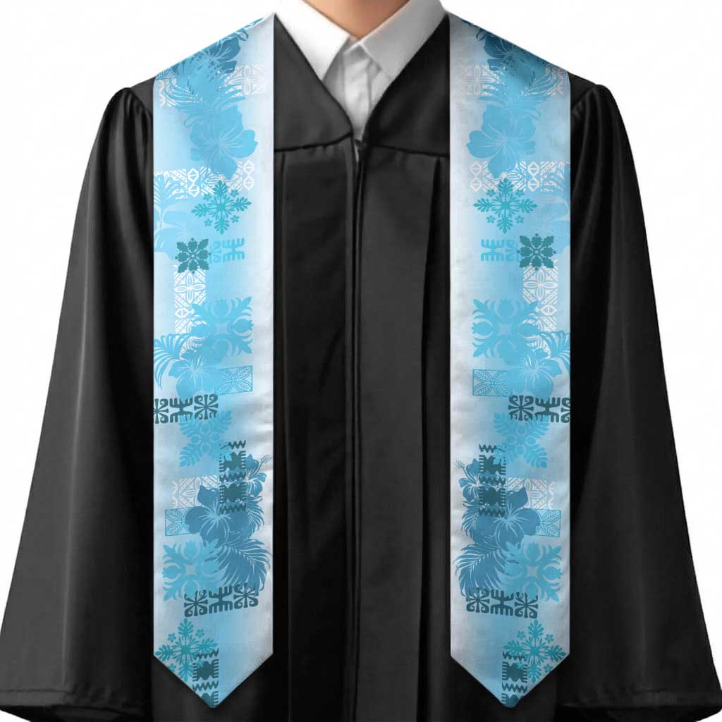 Hawaiian Quilt Graduation Stole Vintage Pattern Blue LT05 - Polynesian Pride