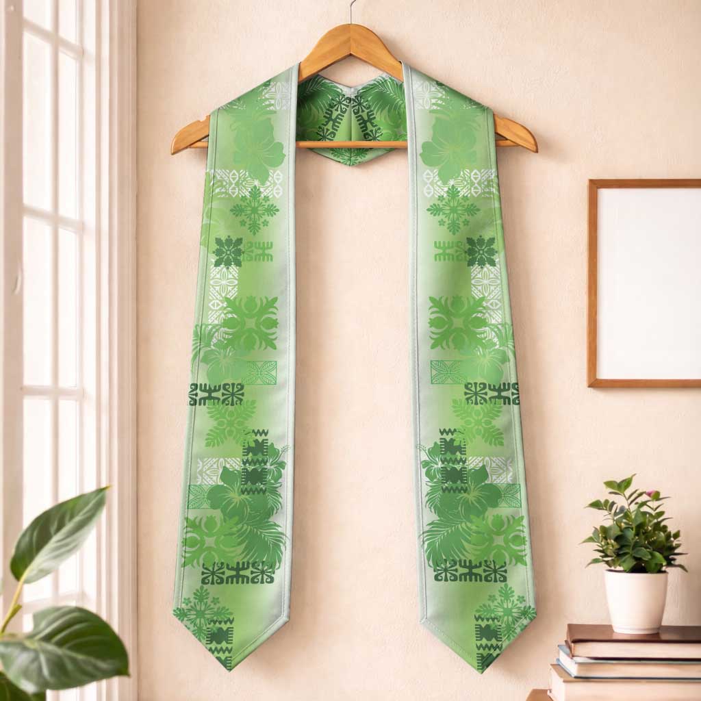Hawaiian Quilt Graduation Stole Vintage Pattern Green