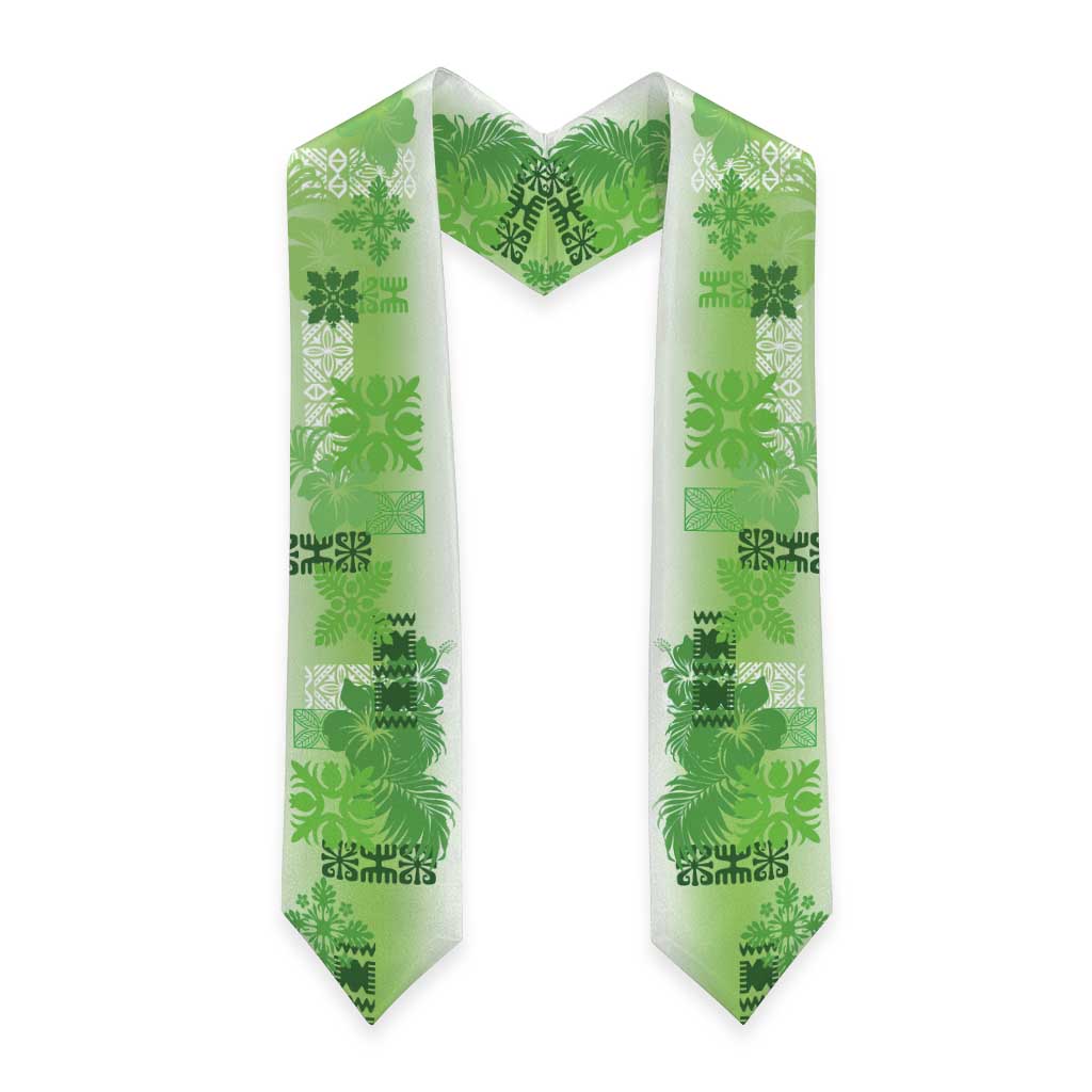 Hawaiian Quilt Graduation Stole Vintage Pattern Green