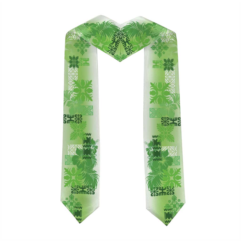 Hawaiian Quilt Graduation Stole Vintage Pattern Green