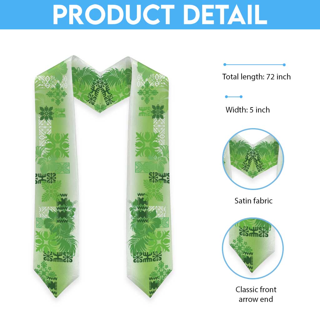 Hawaiian Quilt Graduation Stole Vintage Pattern Green