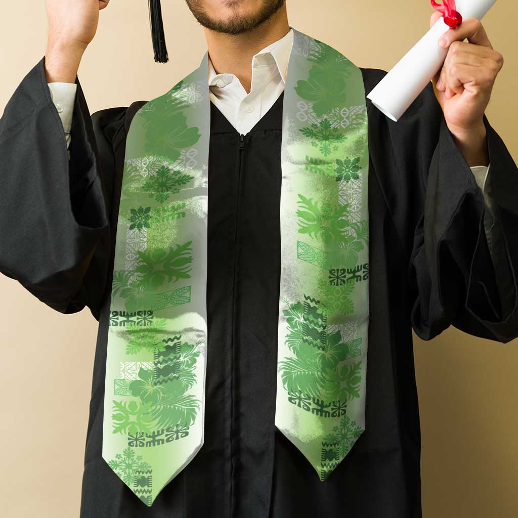 Hawaiian Quilt Graduation Stole Vintage Pattern Green